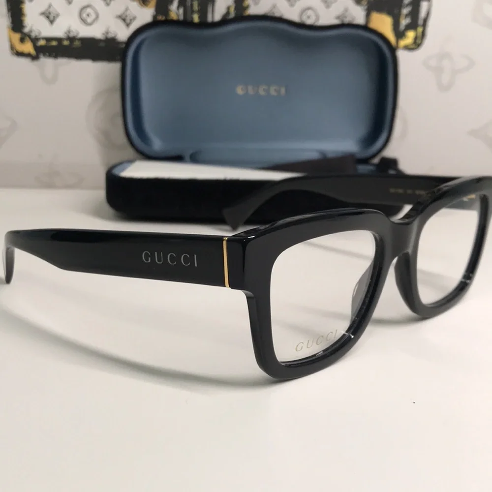 ✨ Luxury New Authentic Gucci GG1138O 001 Black Square Eyeglasses ✨